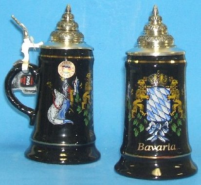 SALE! Black Bavaria & Flags German Beer Stein .25L